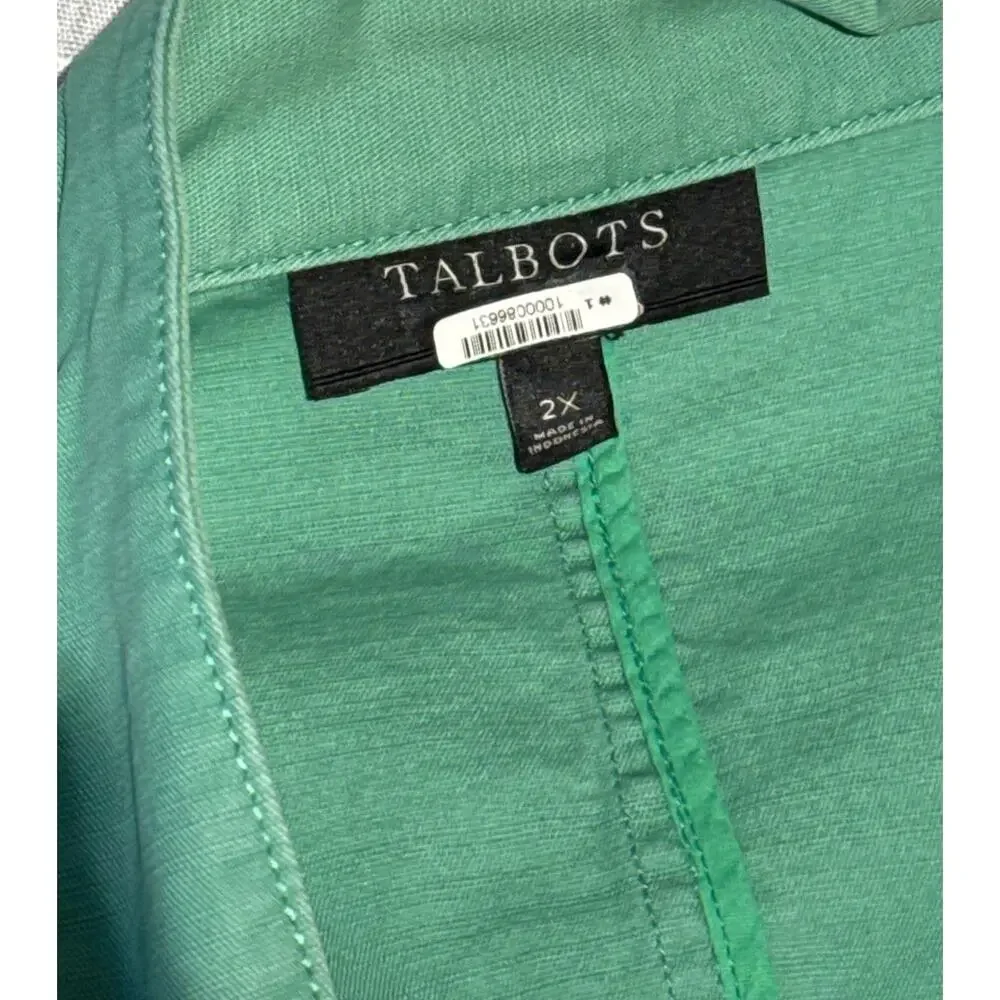 Talbots Green 100%‎ Cotton Button Up Jacket Size 2X - Picture 4 of 5